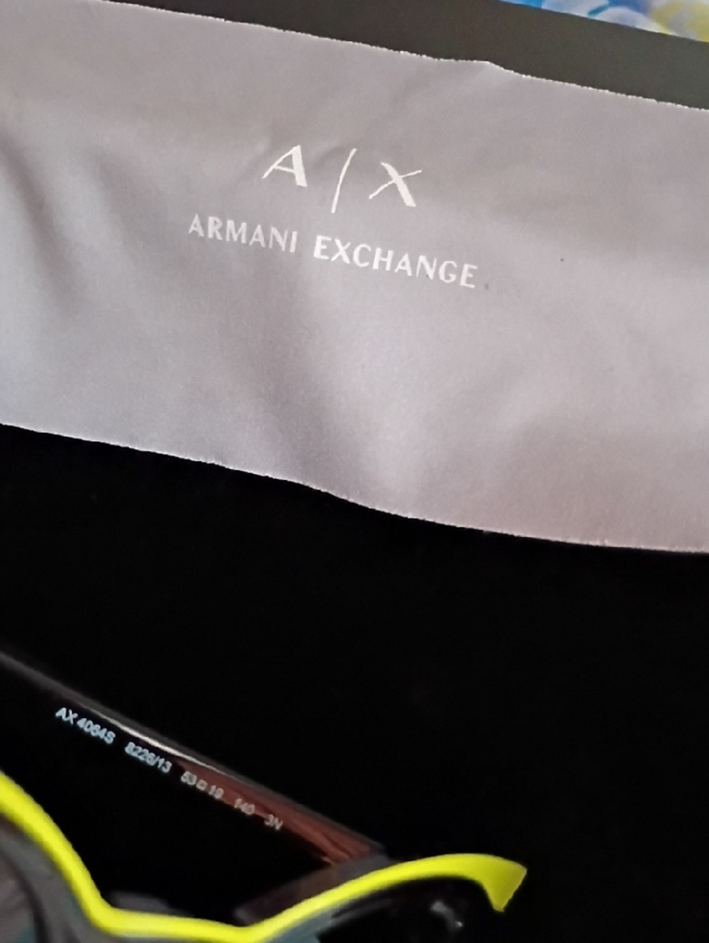 Armani Exchange Black Sunglasses with Neon Yellow Trim - Picture 3 of 5